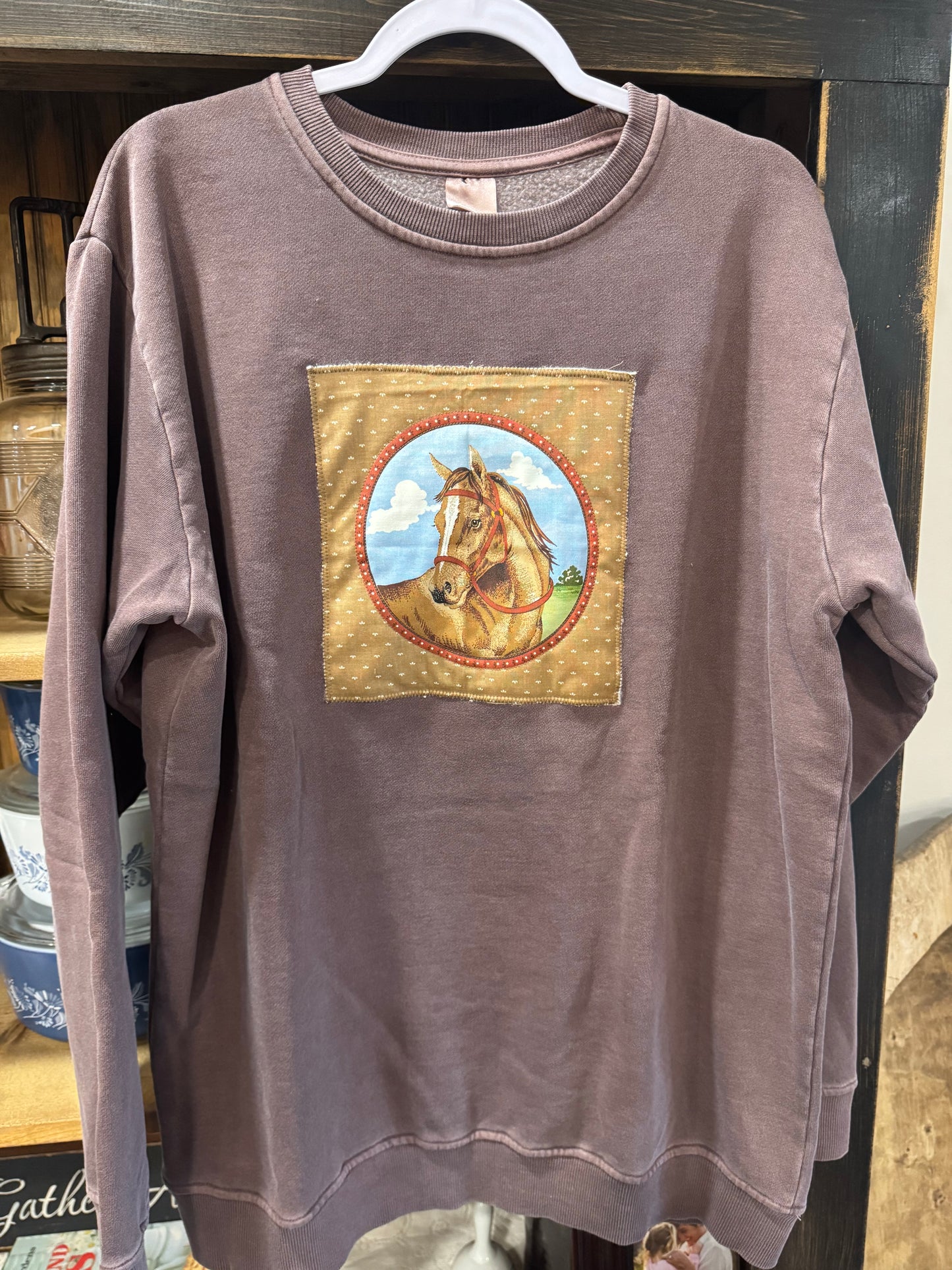 XL Horse Quilted Sweatshirt