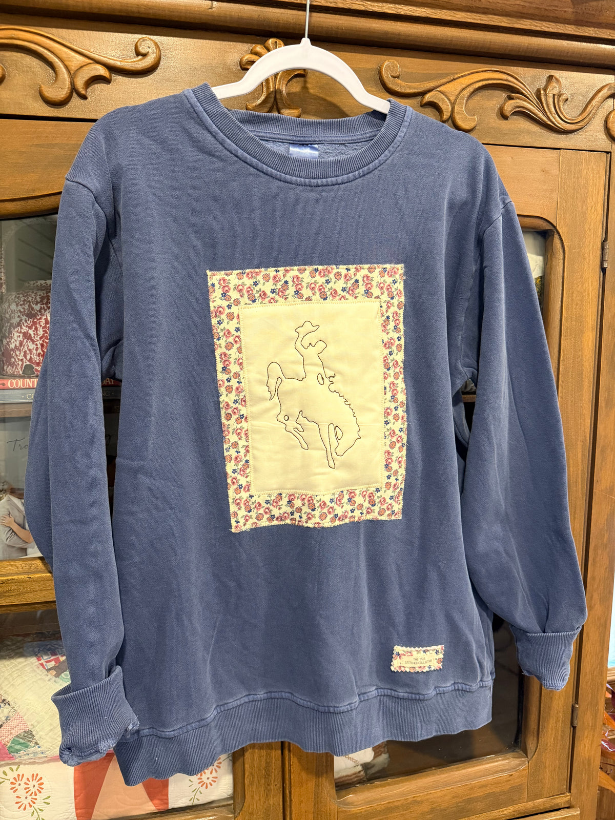 Large Bucking Horse Quilted Sweatshirt