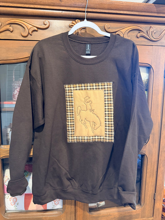 Large Bucking Horse Quilted Sweatshirt
