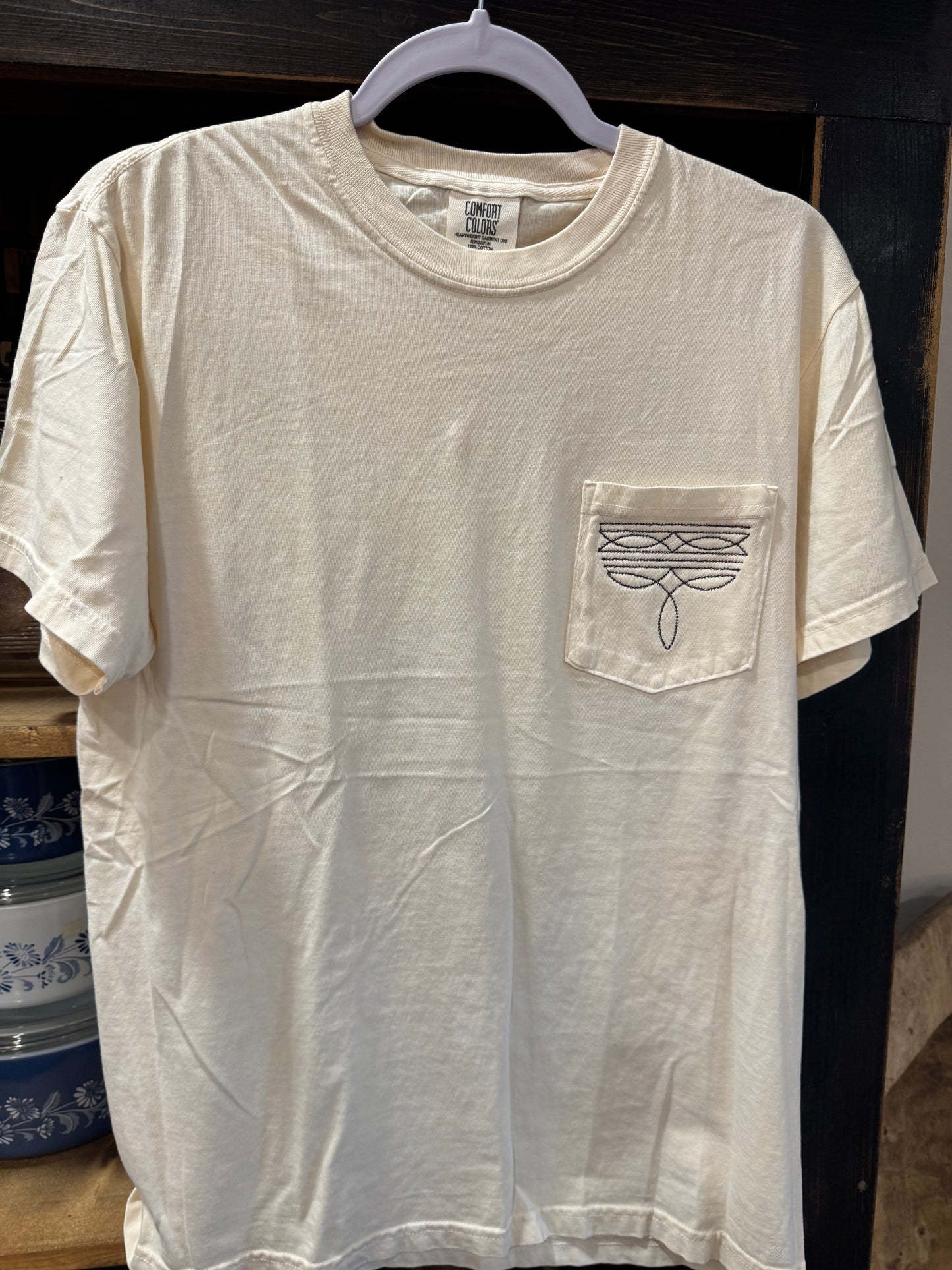 Large Ivory Boot Stitch Pocket Tee