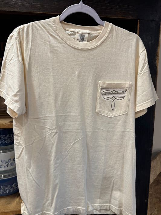 Large Ivory Boot Stitch Pocket Tee