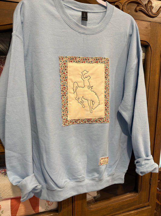 Large Bucking Horse Quilted Sweatshirt